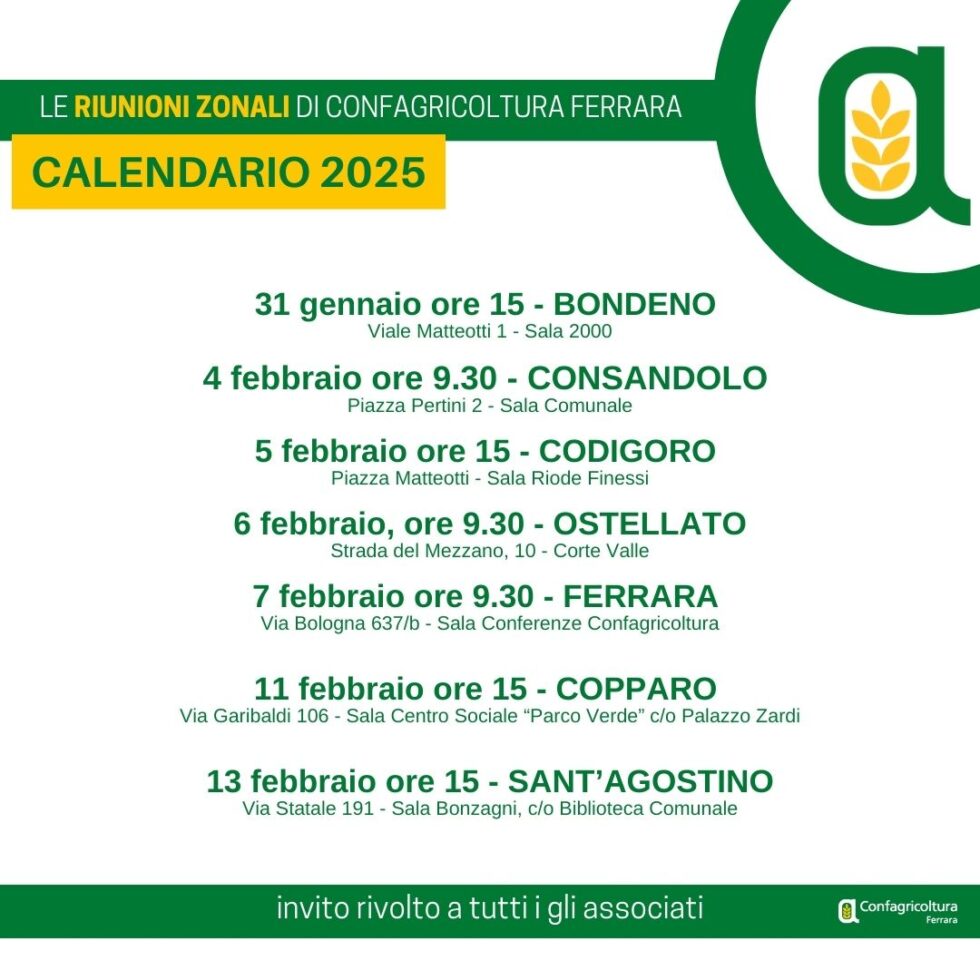 calendario riunioni zonali 2025 confagricoltura